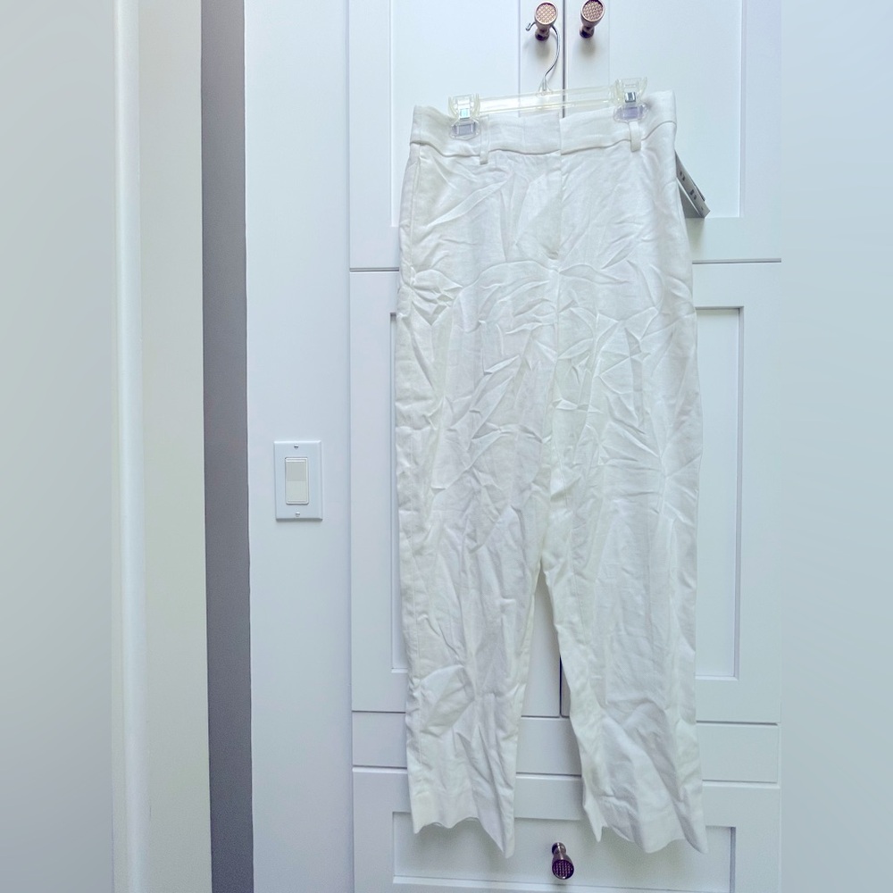 White linen blend full length pants (straight leg) Size 2